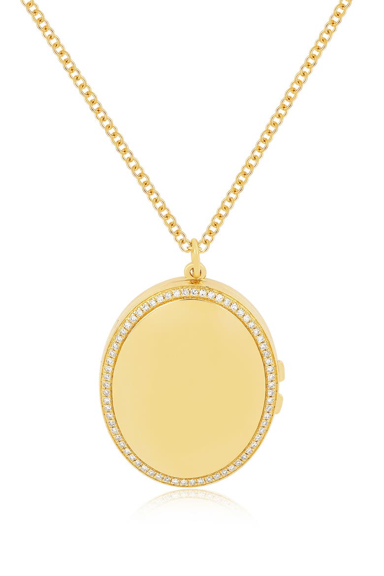 Diamond Oval Locket Necklace, Main, color, 14K YELLOW GOLD