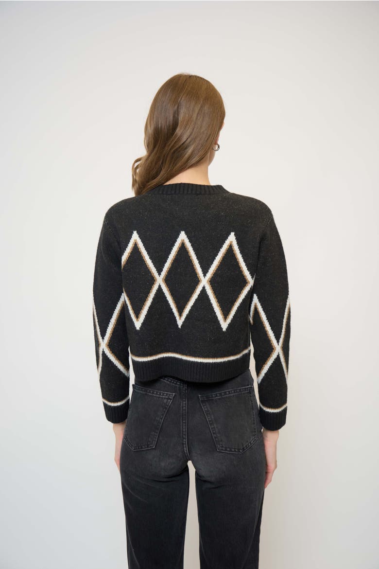 Wyatt Robbie Fair Isle Cardi, Alternate, color, Black