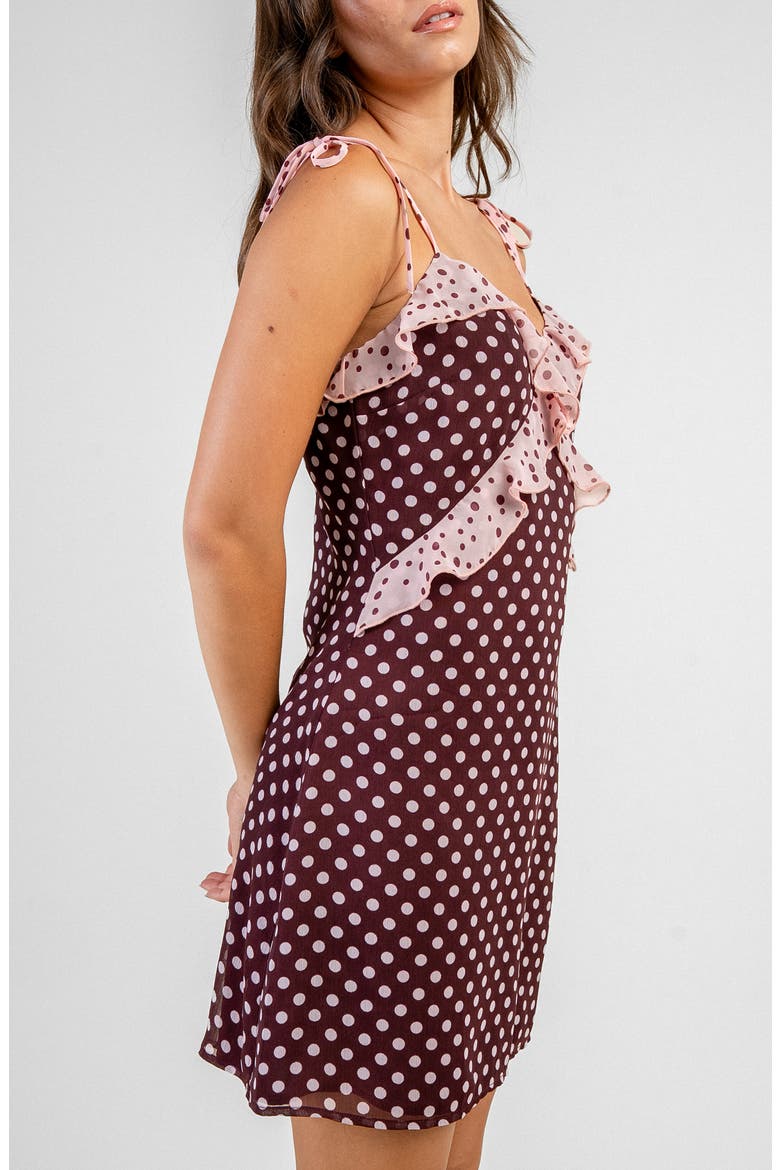 Dot Ruffled Minidress, Alternate, color, BURGUNDY