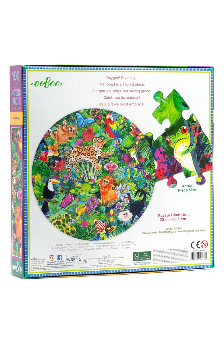 eeBoo Rainforest 100-Piece Puzzle, Alternate, color,