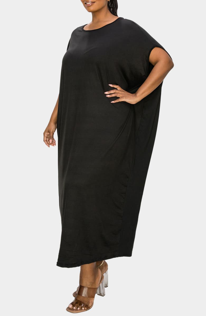 L I V D Sasha Knit Kaftan Dress, Alternate, color, Black