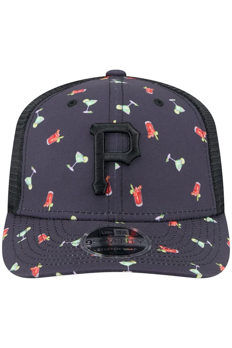 Men's New Era Navy Pittsburgh Pirates Adventure Drinks Pattern 9SEVENTY Stretch-Snap Hat, Alternate, color, Navy