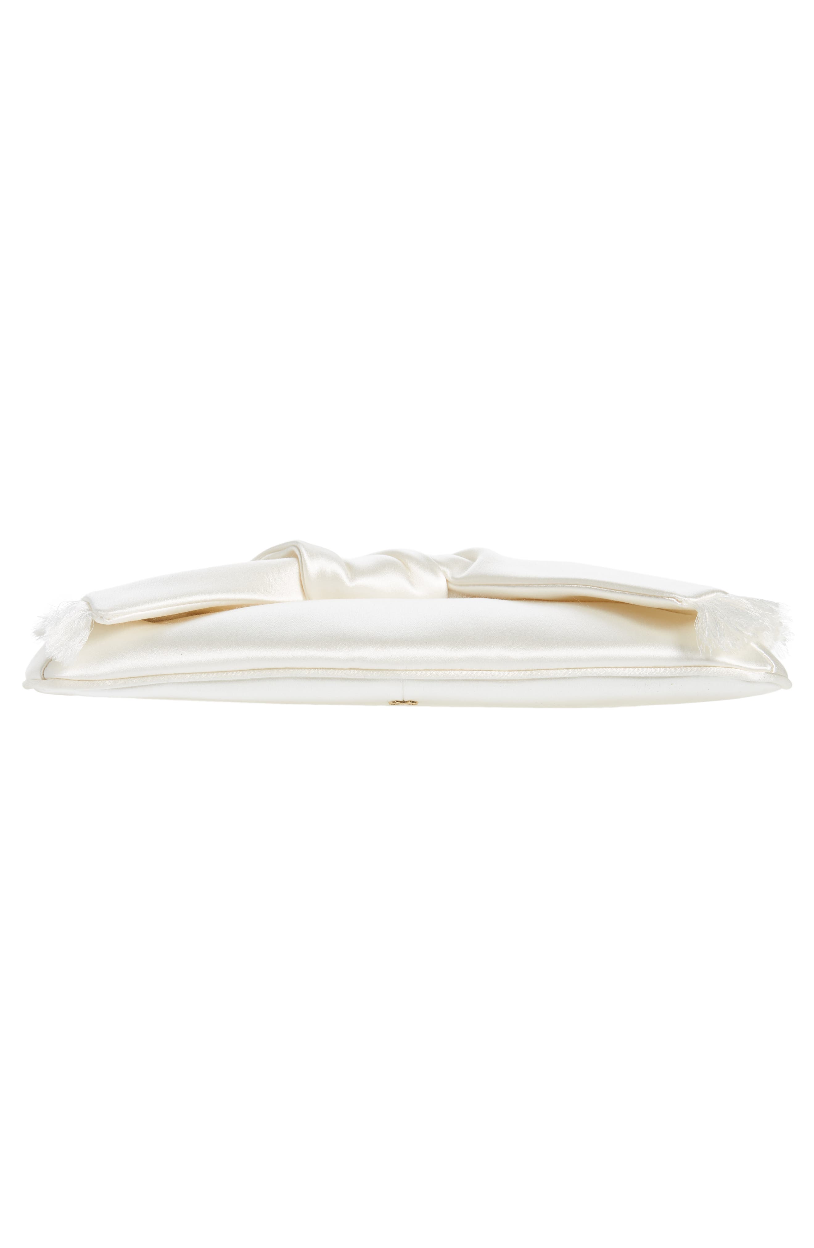 Anya Hindmarch Bow Double Face Satin Clutch, Alternate, color, Ivory