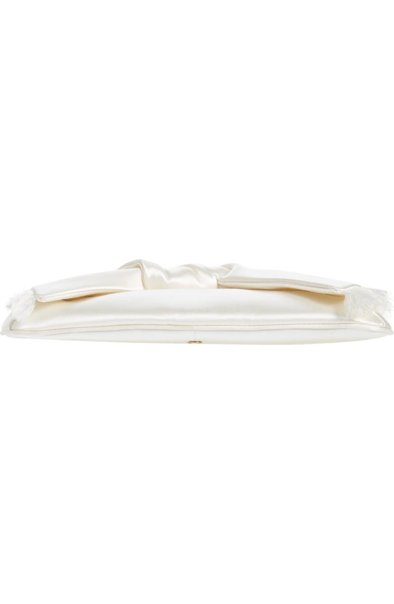 Anya Hindmarch Bow Double Face Satin Clutch, Alternate, color, Ivory