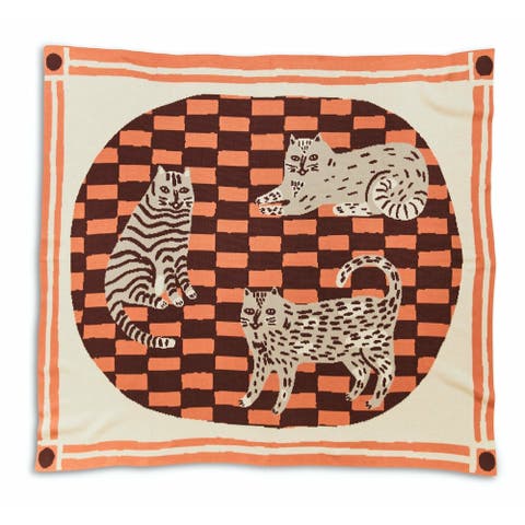 Three Of Cats Knit Throw Blanket