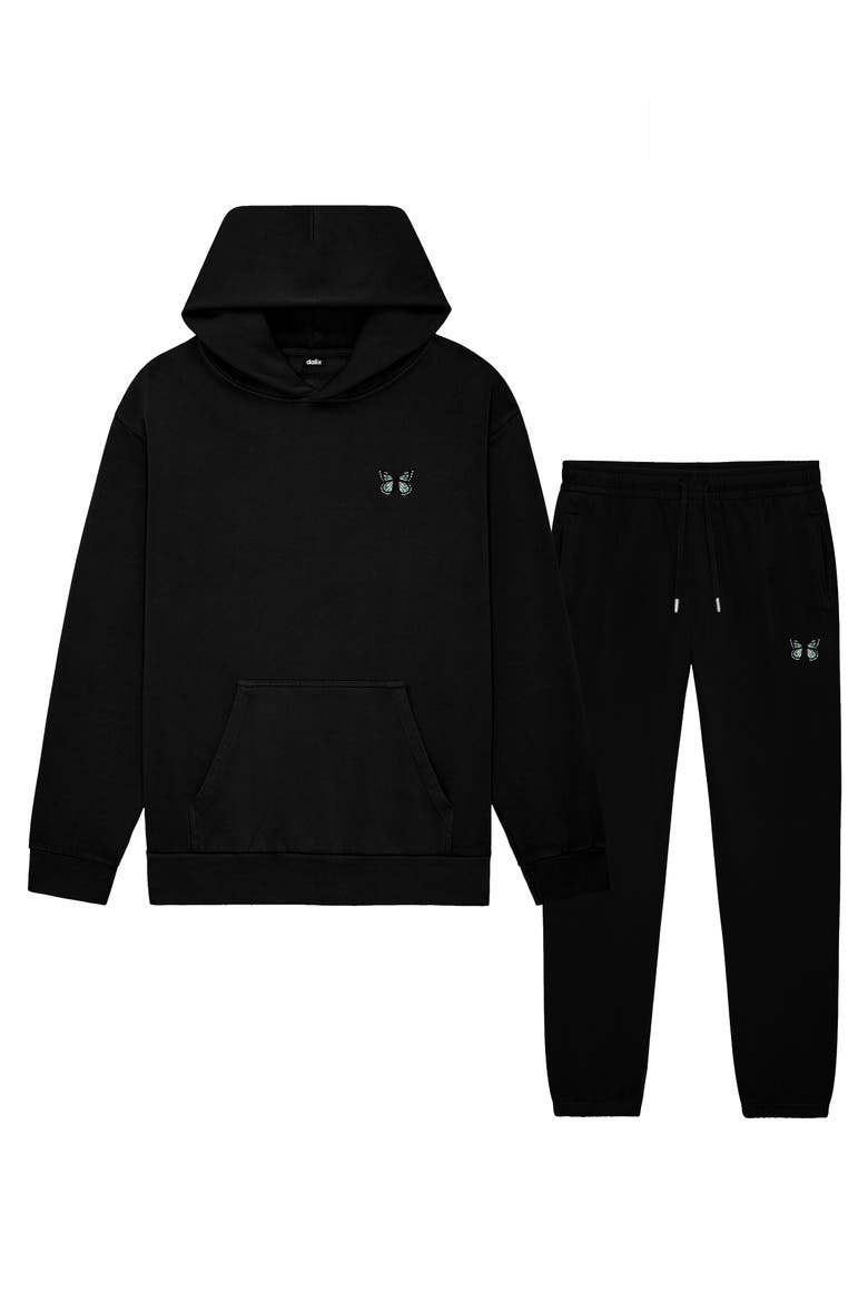 Butterfly Midweight Fleece Relaxed Sweatsuit, Main, color, Black