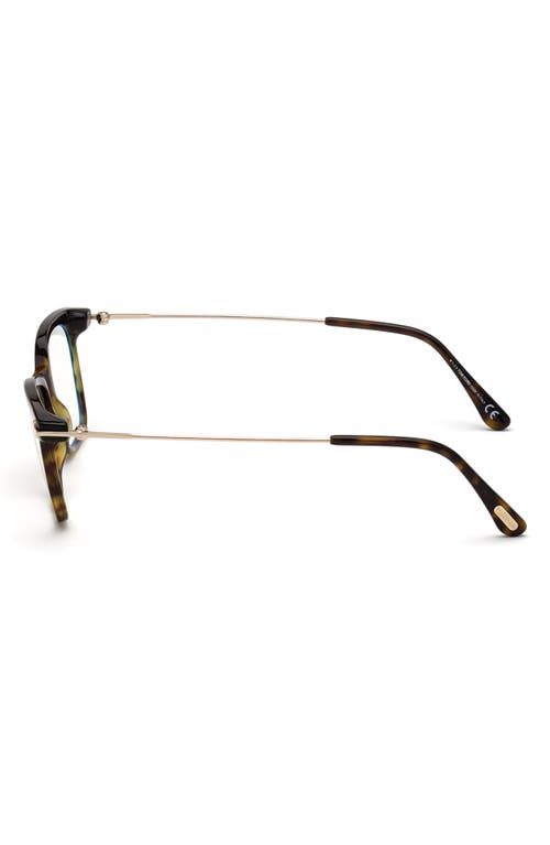 Tom Ford 50mm Square Optical Glasses In Havana Rose Gold/blue Block