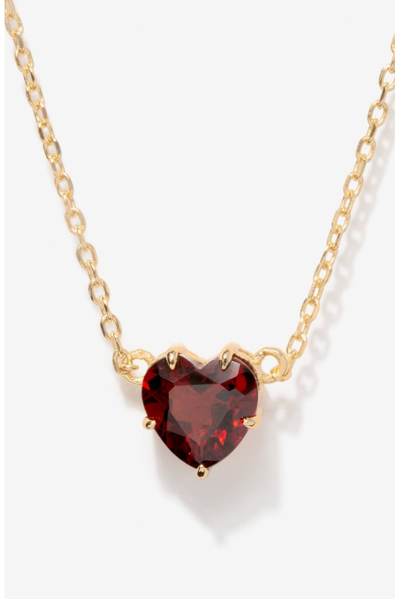 Libi Garnet Heart Necklace, Main, color, Garnet Red