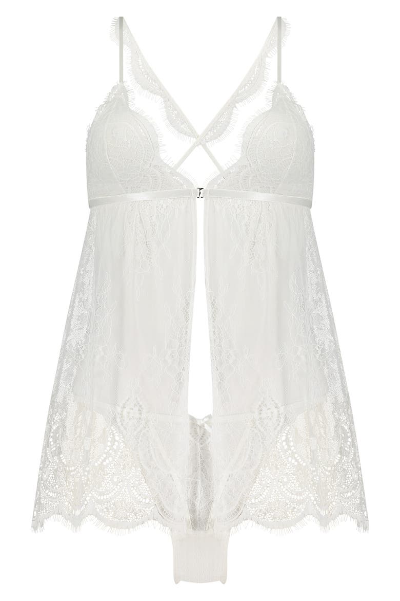 Bridal Lace Babydoll Chemise, Main, color, WHITE