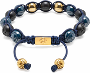 Nialaya Black Blue Ceramic Gold Beaded Bracelet