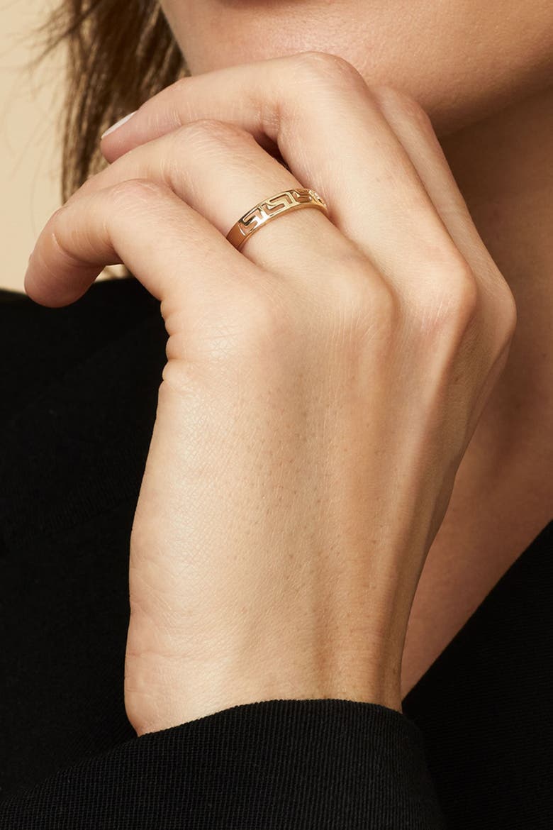 14K Yellow Gold Greek Key Band Ring, Alternate, color, Yellow Gold