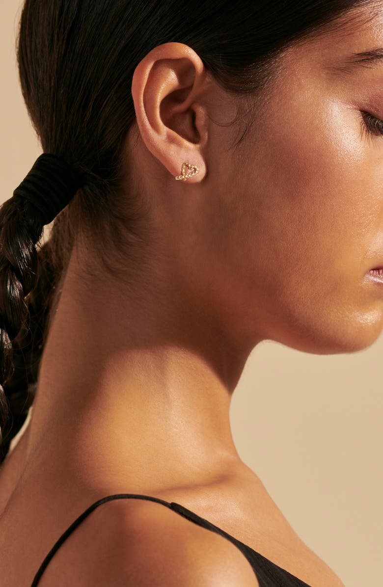 John Hardy Classic Chain 14K Gold Heart Stud Earrings, Alternate, color,