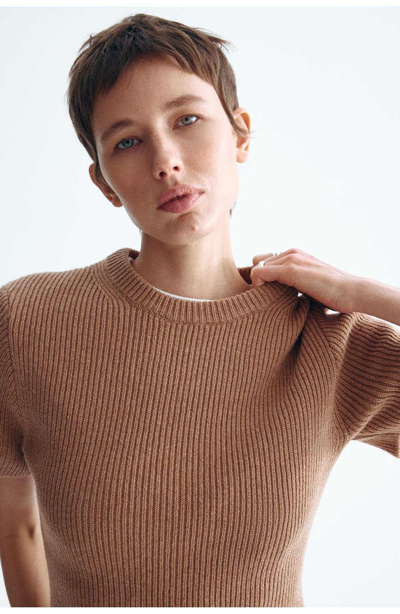 H&M Wool-blend T-shirt, Alternate, color, Dark Beige