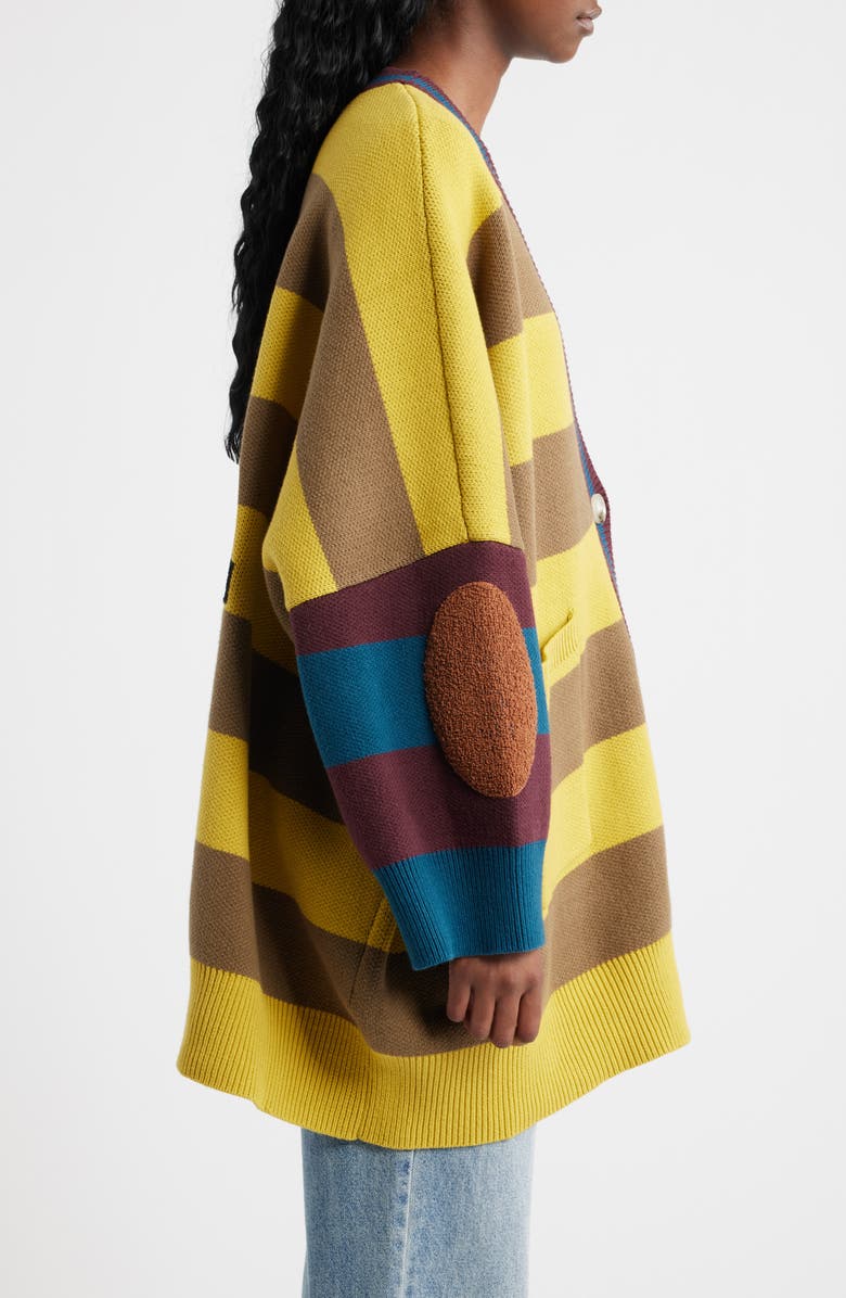 Dressed in Lala Your Grandpa Wears Lala Oversize Cotton Blend Cardigan, Alternate, color, Yellow And Tan Strip