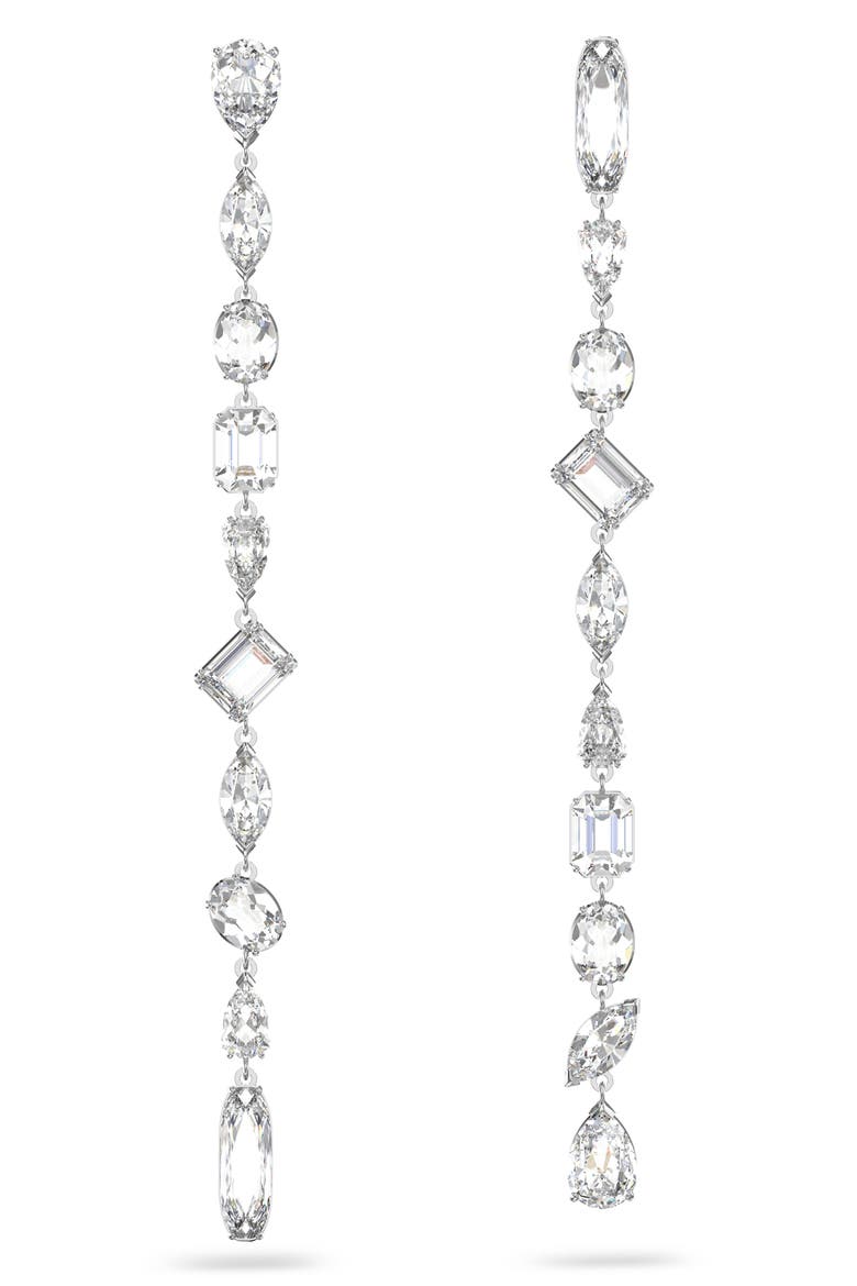 Gema Drop Earrings, Main, color, SILVER / CLEAR CRYSTAL