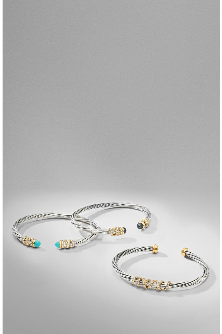 Helena Bracelet In Sterling Silver & 18K Gold with Pearls & Diamonds, 4mm, Alternate, color, GREY PEARL