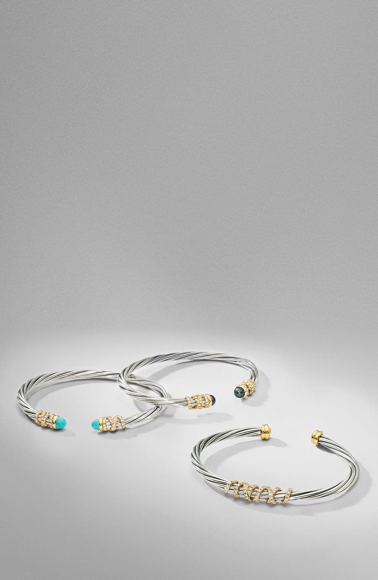 David Yurman Helena Bracelet In Sterling Silver & 18K Gold with Pearls & Diamonds, 4mm, Alternate, color, 