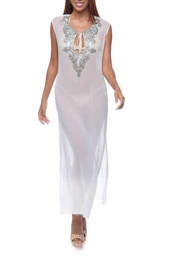 Embellished Sheer Cover-Up Dress