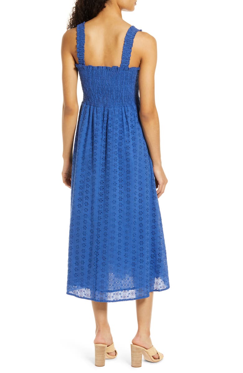 AREA STARS Camila Smocked Cotton Eyelet Sundress, Alternate, color,