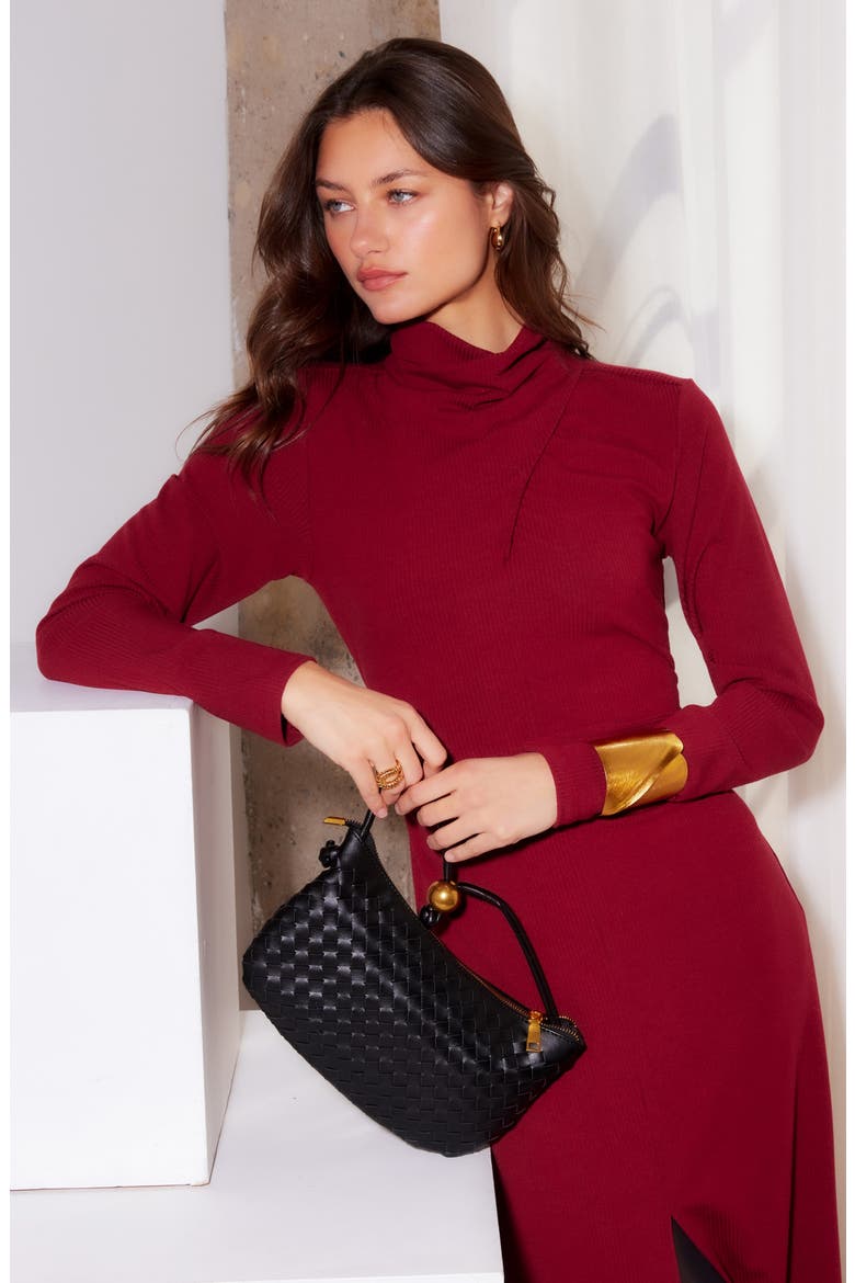 Tasha Turtleneck Long Sleeve Sweater Dress, Alternate, color, BRICK