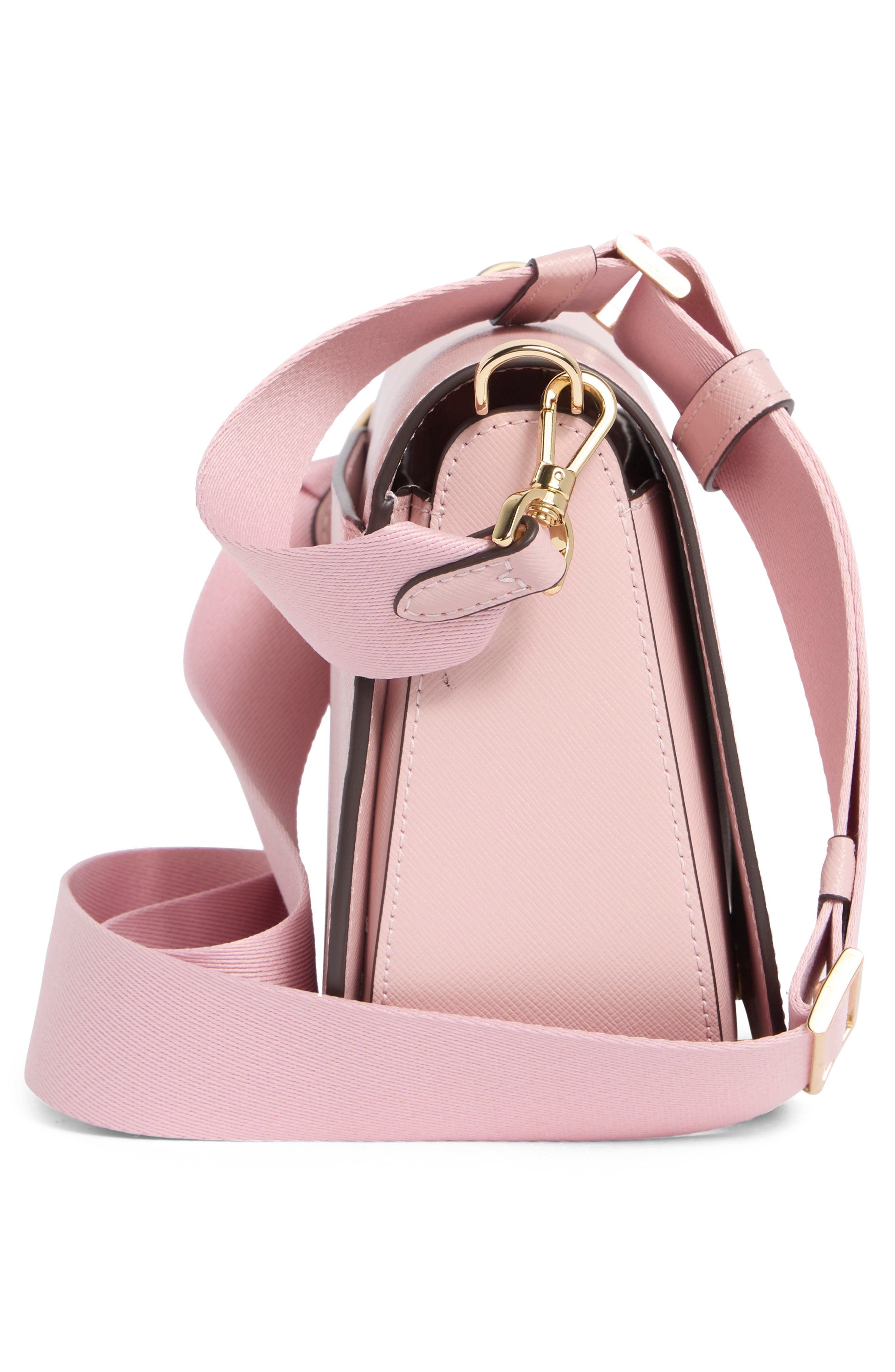 madison saffiano leather saddle bag, Alternate, color, TUTU PINK