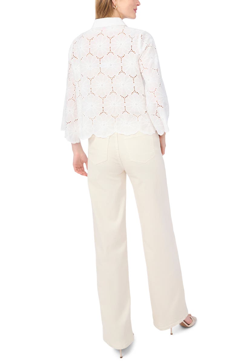 Vince Camuto Eyelet Embroidery Floral Woven Shirt, Alternate, color, Ultra White