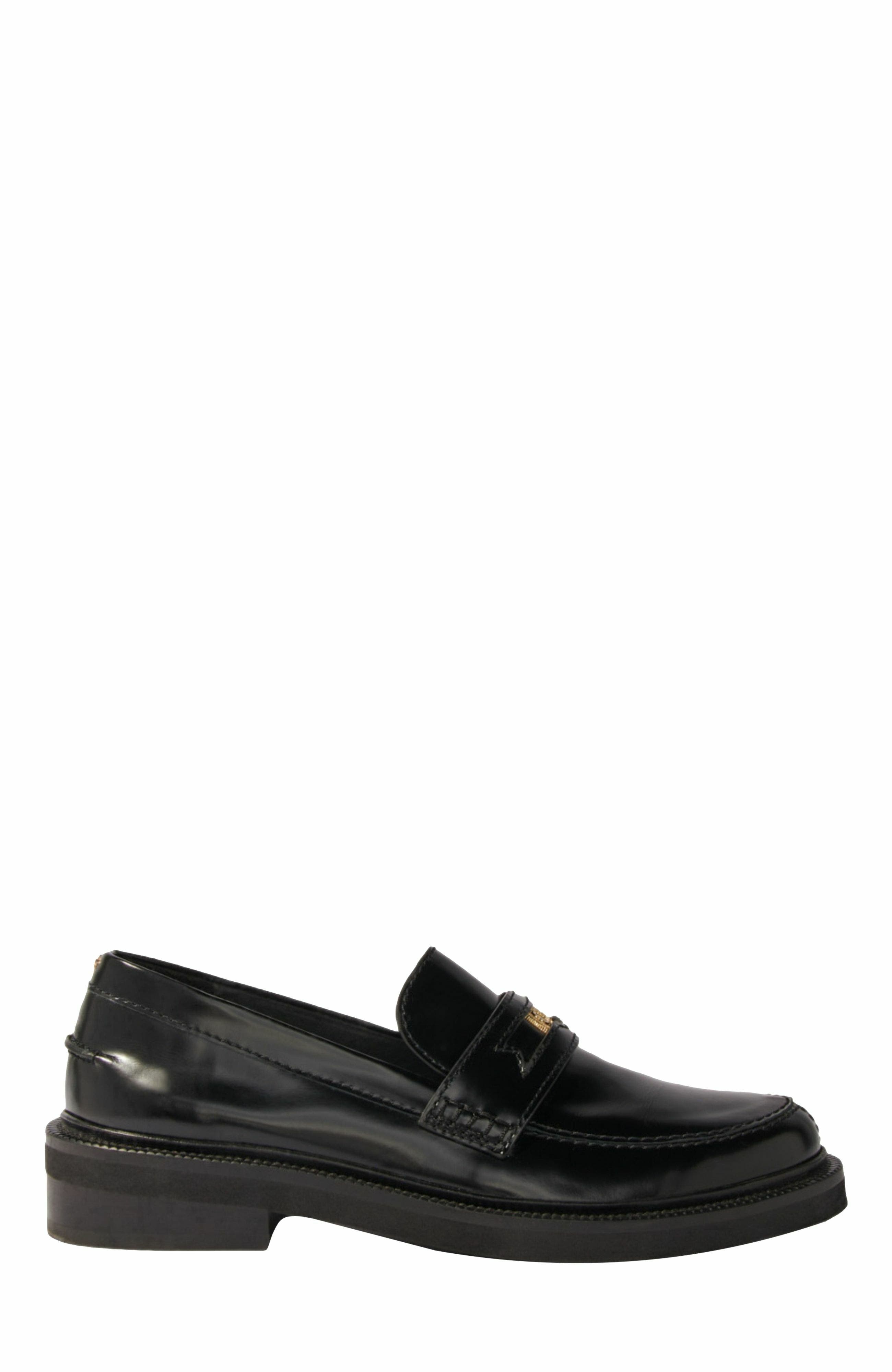 maje Leather loafers, Main, color, Black