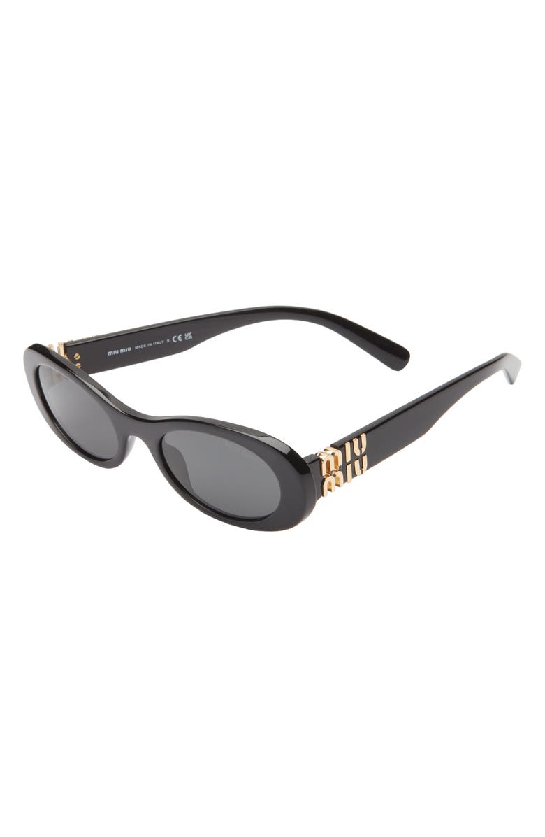 Miu Miu 50mm Oval Sunglasses, Alternate, color, Black
