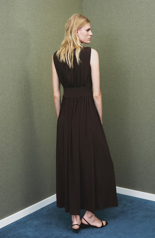 Mango Ruched Sleeveless Maxi Dress In Black
