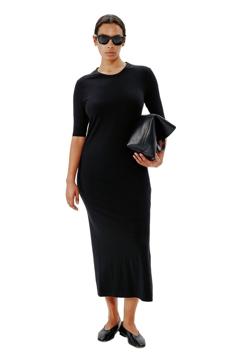 ELBOW SLEEVE DRESS, Main, color, BLACK