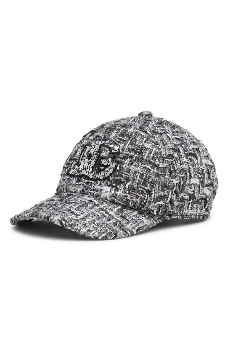 Dolce&Gabbana Rachel Sequin Logo Tweed Baseball Cap, Main, color, S8030 Fantasia Non Stampa