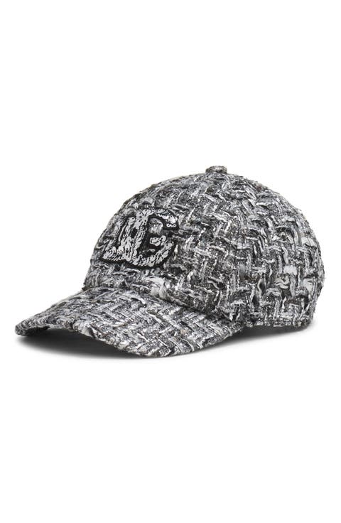 Rachel Sequin Logo Tweed Baseball Cap