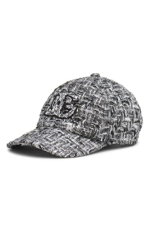 Dolce & Gabbana Dolce&gabbana Rachel Sequin Logo Tweed Baseball Cap In S8030 Fantasia Non Stampa
