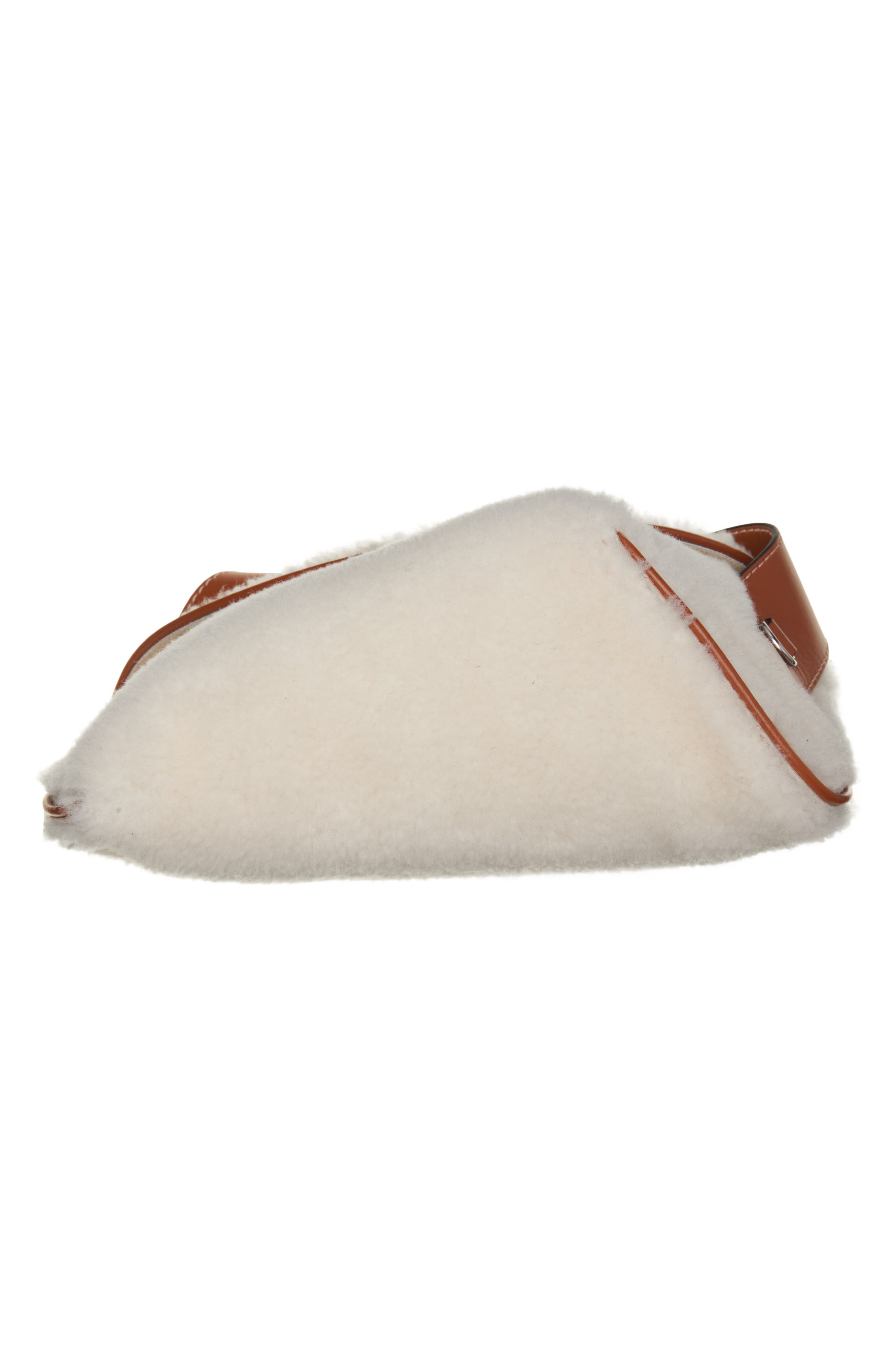 McQueen T-Bar Genuine Shearling Sling Bag, Alternate, color, Cream/ Tan/ Silver