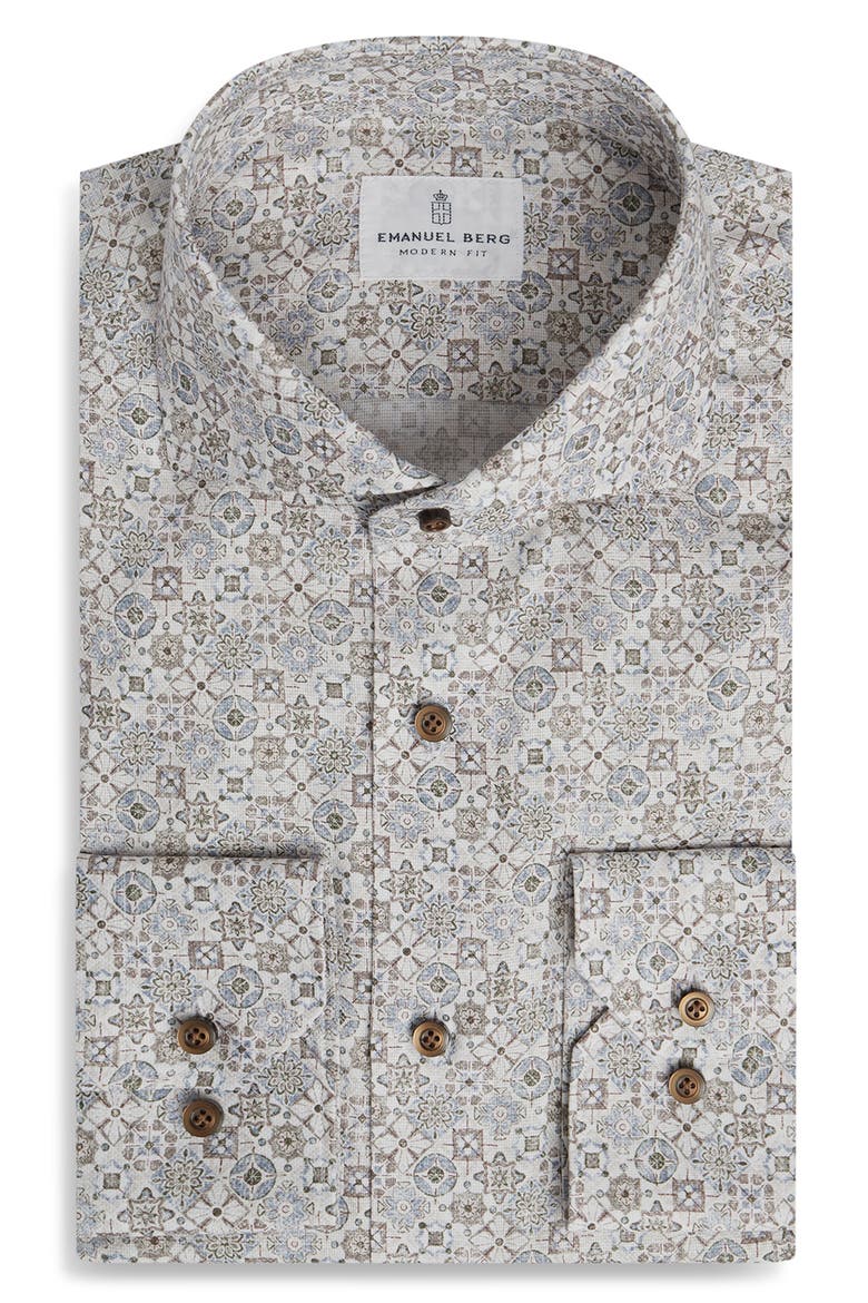 Modern Fit Dobby Cotton Dress Shirt, Main, color, BEIGE