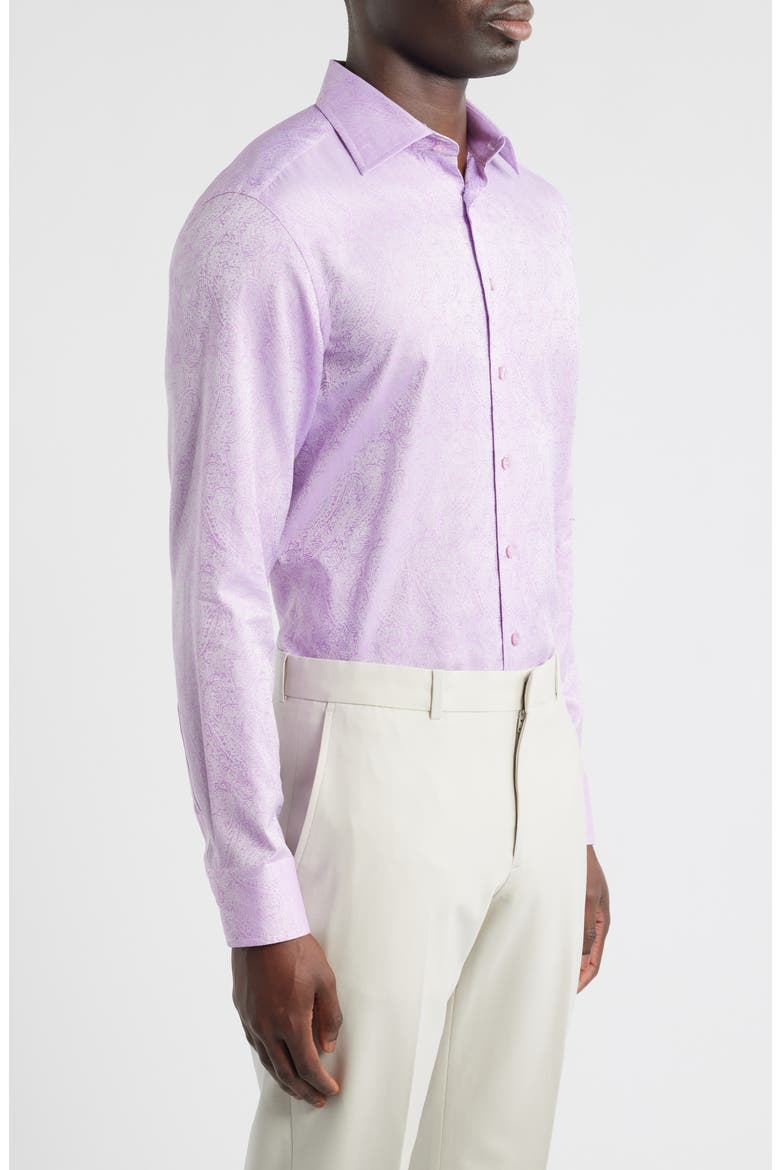 Roma Regular Fit Violet Paisley Jacquard Cotton Dress Shirt, Alternate, color, VIOLA
