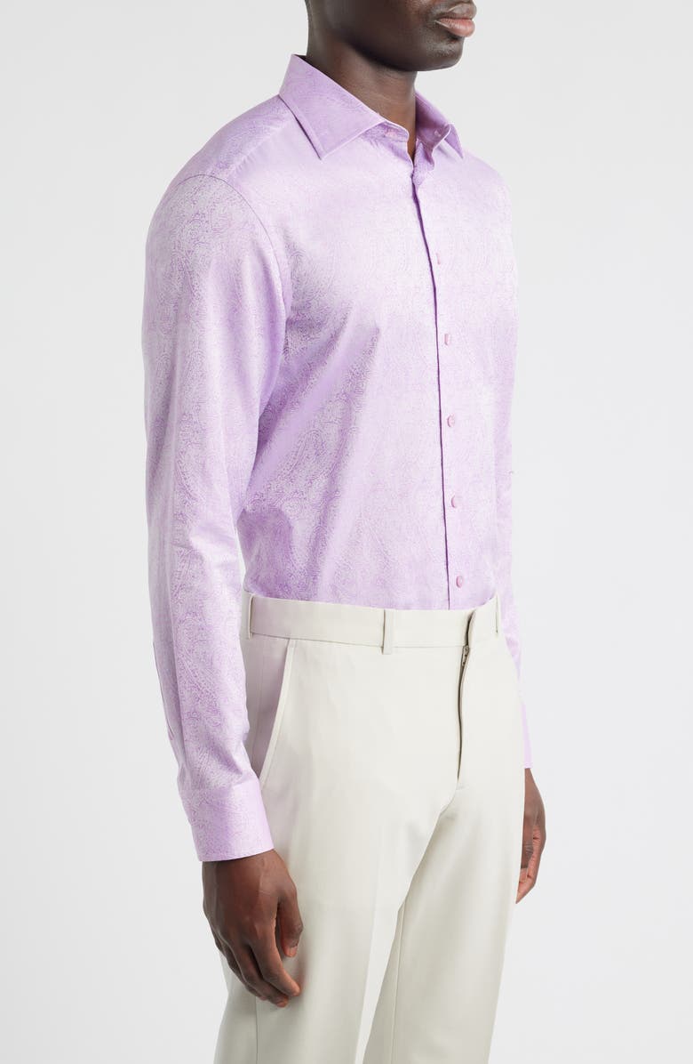 Etro Roma Regular Fit Violet Paisley Jacquard Cotton Dress Shirt, Alternate, color, Viola