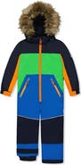 Deux par Deux Discover Colorblock Detachable Hood One Piece Snowsuit
