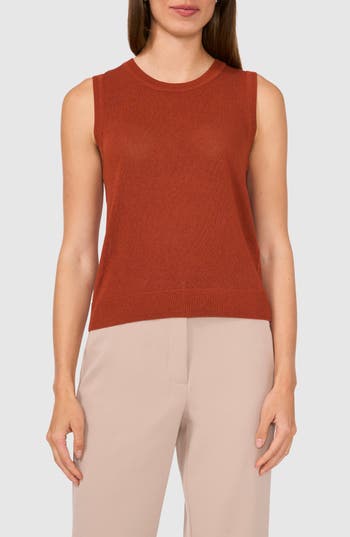 Halogen ® Crewneck Sweater Tank In Brown