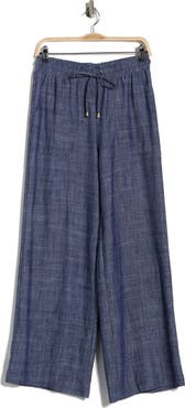 Ellen Tracy Wide Leg Chambray Pants