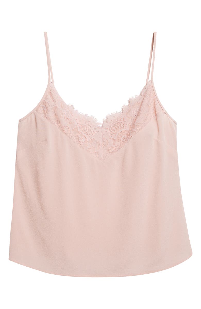 ST. JOHN Lace Trim Silk Crepe Camisole, Alternate, color, Rose Quartz