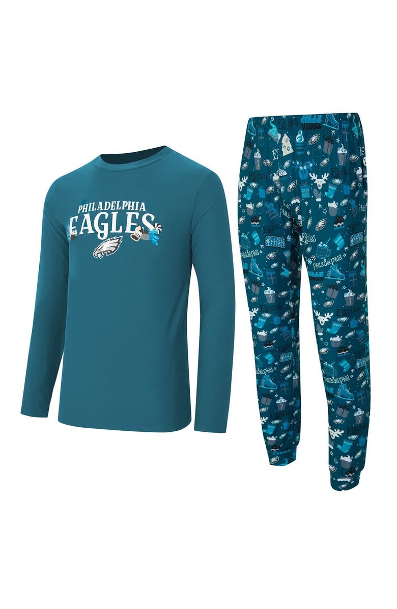 CONCEPTS SPORT Men's Concepts Sport Midnight Green Philadelphia Eagles Chestnut Long Sleeve Top & Pants Set, Main, color, Dark Green