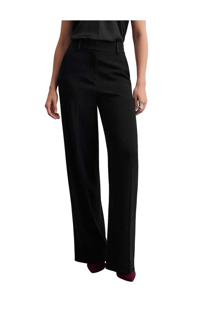 The Fold Adelaide Clever Crepe Wide Leg Trousers, Main, color, Black