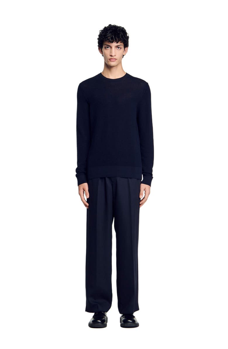 SANDRO Textured knit sweater, Alternate, color, Navy Blue