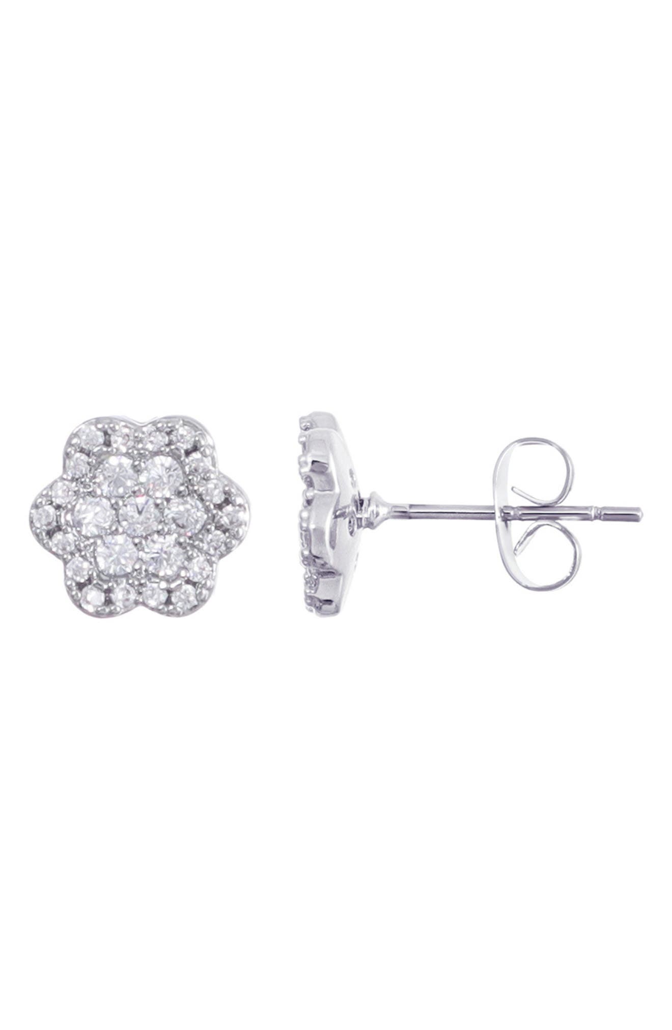 Adornia Pavé Cubic Zirconia Flower Halo Stud Earrings