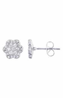 Adornia Pavé Cubic Zirconia Flower Halo Stud Earrings
