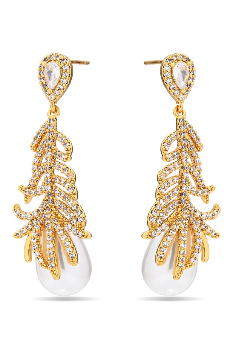 Gabriella Cubic Zirconia Drop Earrings, Alternate, color, GOLD