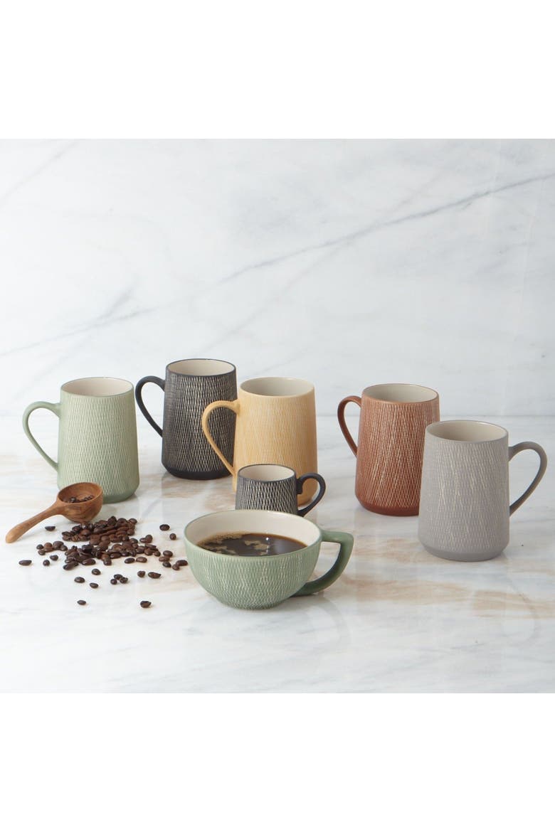 Crosshatch Mugs - Set of 4, Alternate, color, Rust