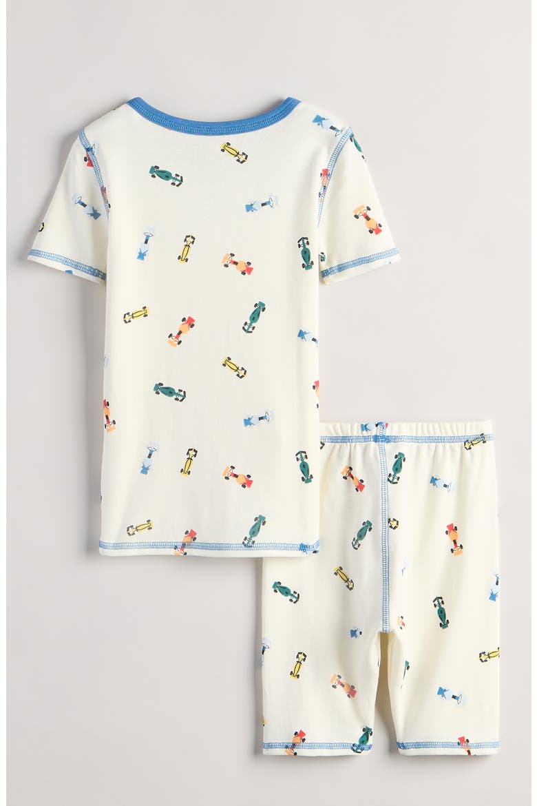 Kids' Glow in the Dark Fitted Two-Piece Short Pajamas, Alternate, color, IVORY DEEP WATER CARS