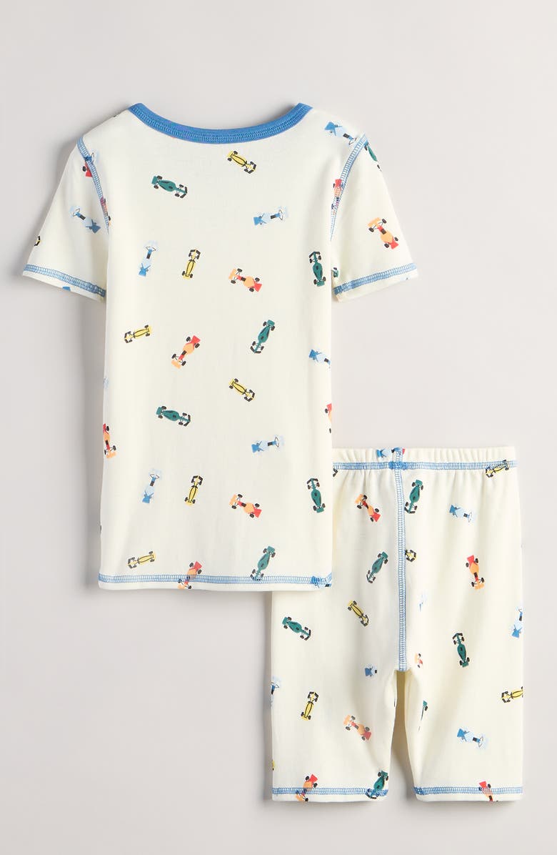 Nordstrom Kids' Glow in the Dark Fitted Two-Piece Short Pajamas, Alternate, color, Ivory Deep Water Cars
